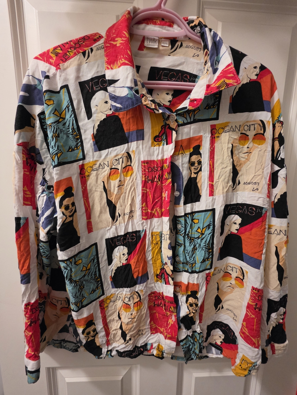 twik Multicolor Graphic Button-Down Shirt with Retro Panels